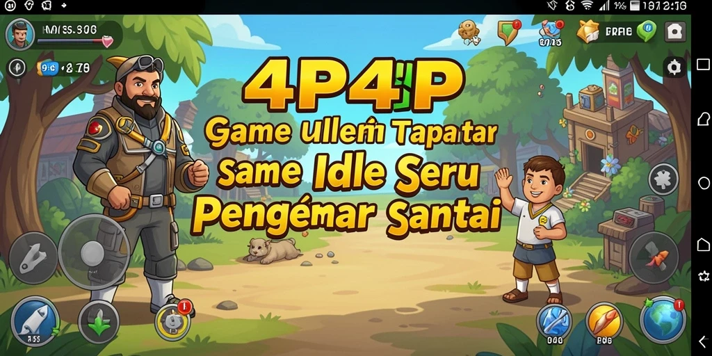 Tangkapan layar 4P4P menampilkan gameplay Idle yang menenangkan.