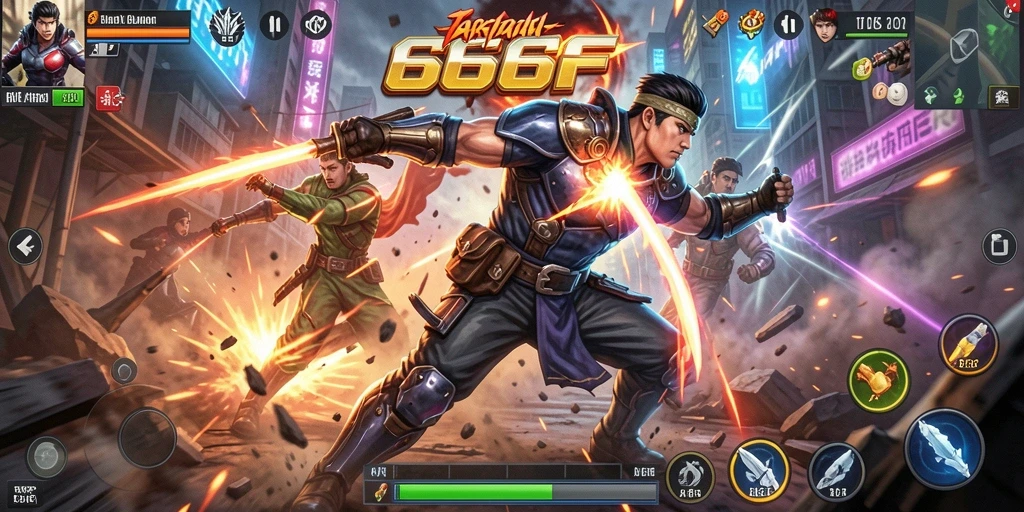 Screenshot gameplay <strong>666F</strong> yang menampilkan pertarungan dramatis.