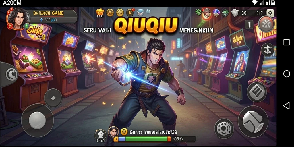 Screenshot A200M menunjukkan gameplay seru dan interaktif QiuQiu.