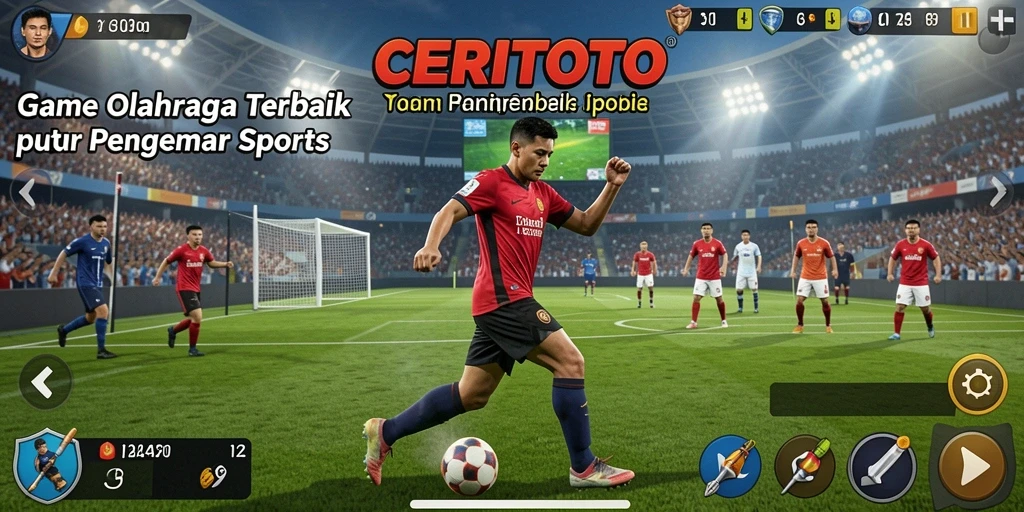 Tangkapan layar utama CERITOTO menunjukkan aksi seru dalam permainan olahraga.