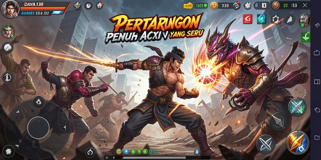 Tampilan gameplay aksi pertarungan yang menegangkan di DAYA138.