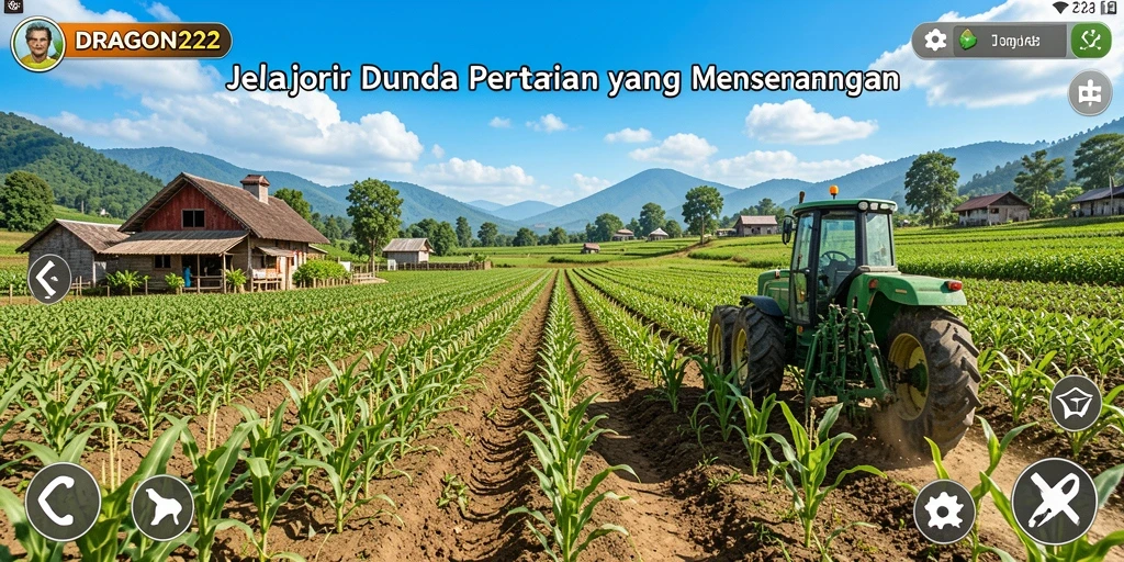 Screenshot utama menunjukkan gameplay pertanian yang menarik dan seru.