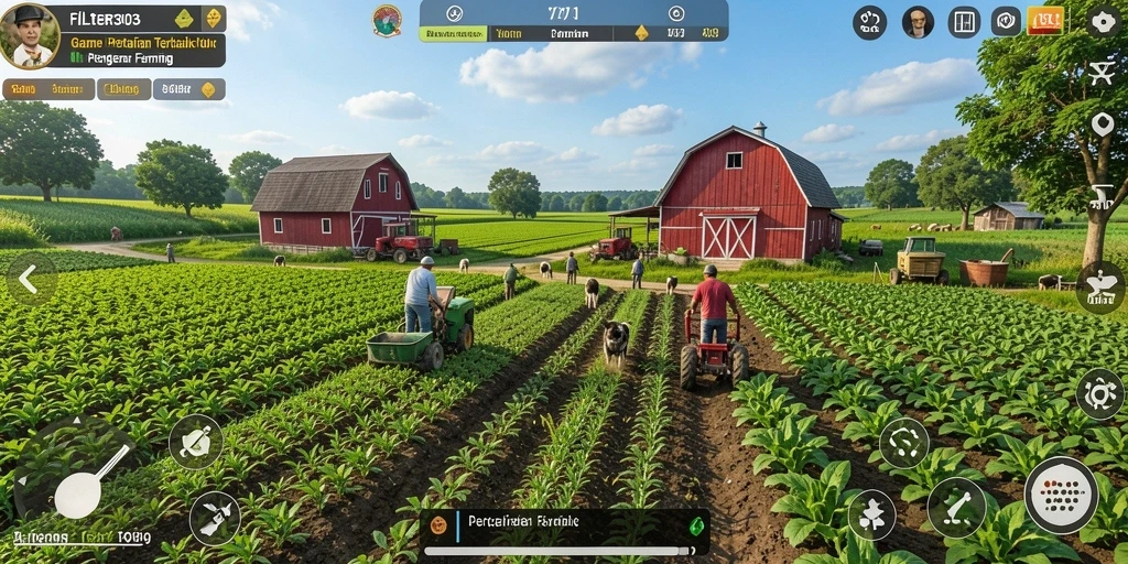 Tangkapan layar gameplay yang menggambarkan keseruan bertani di FILTER303.