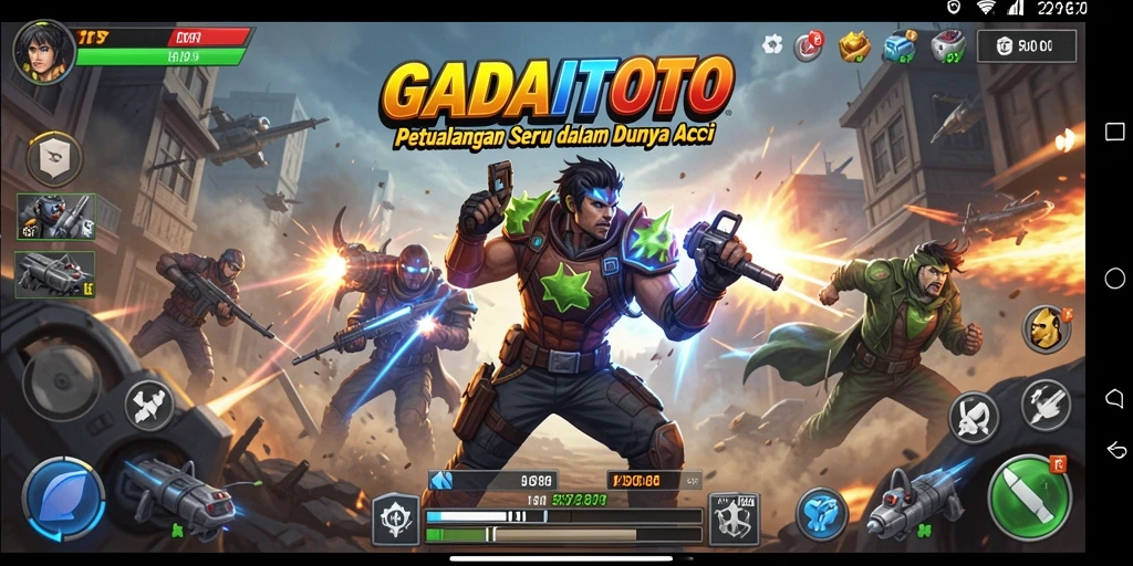 Screenshot GADAITOTO menampilkan pertempuran intens dengan grafis menawan.