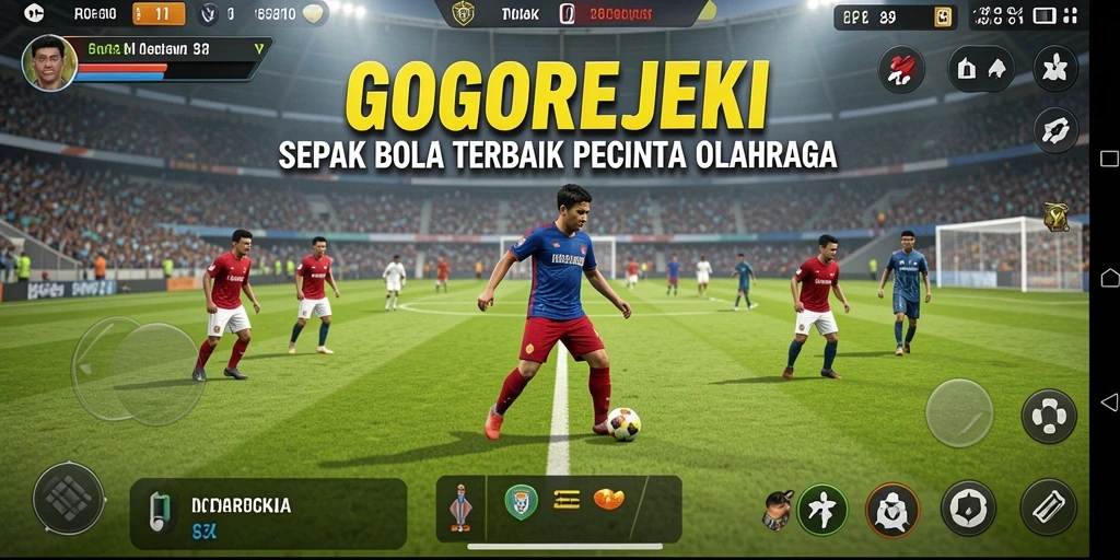 Tampilan gameplay GOGOREJEKI yang menegangkan dalam pertandingan sepak bola.
