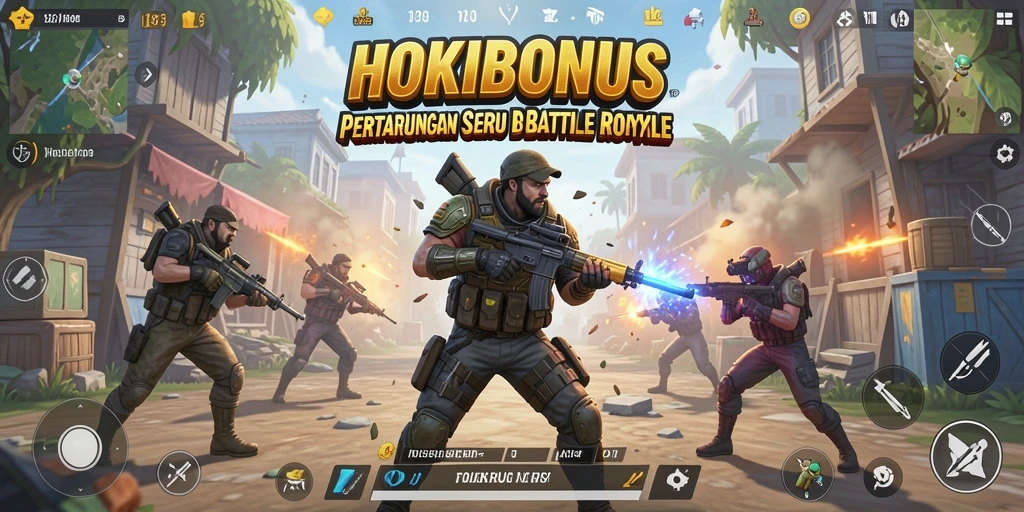 Tampilan gameplay seru HOKIBONUS di medan pertempuran Battle Royale.