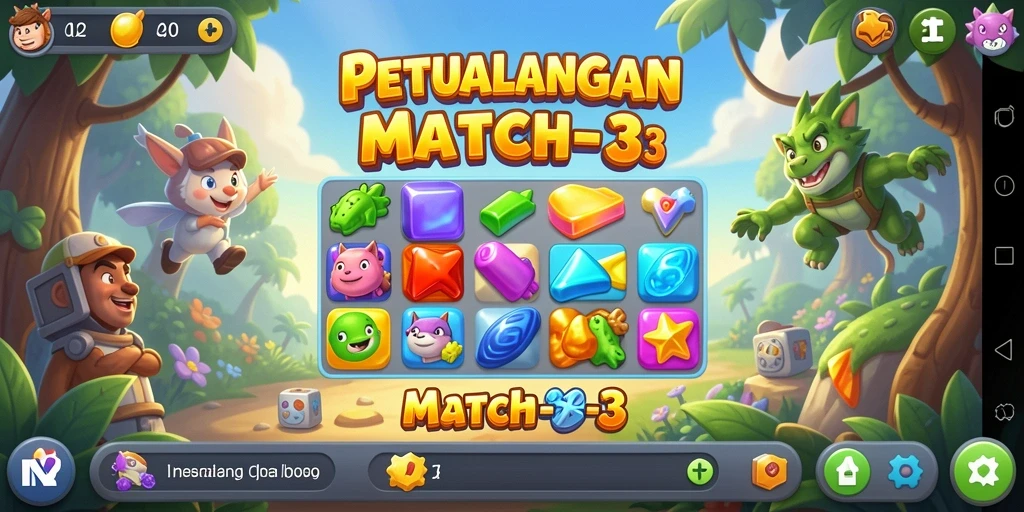 Screenshot gameplay IN22 dengan momen seru permainan Match-3.