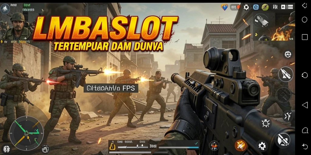 Screenshot gameplay LMBASLOT menampilkan aksi tembak-menembak yang seru.