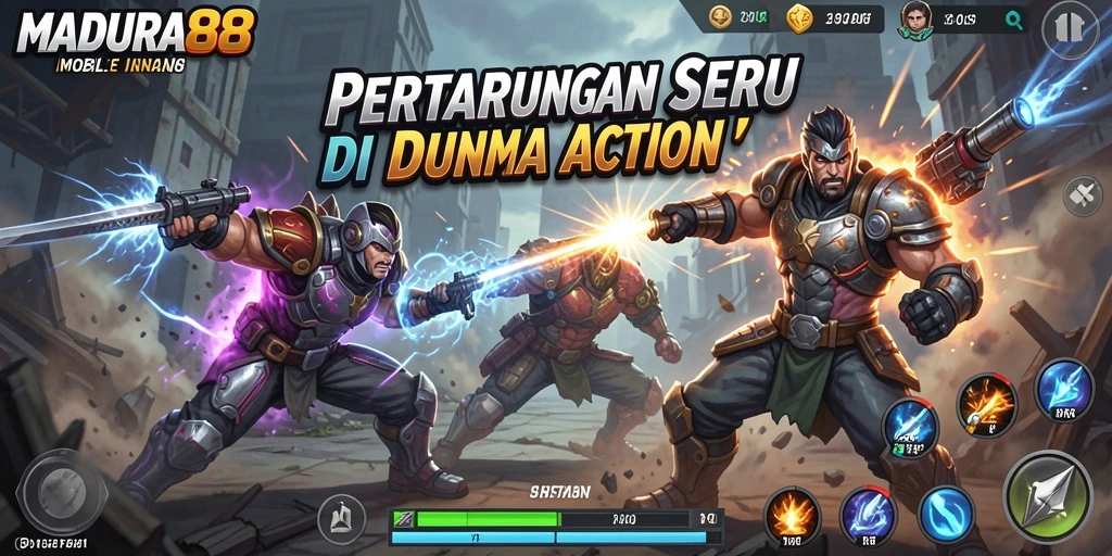 Tampilan aksi mendebarkan dalam gameplay MADURA88.