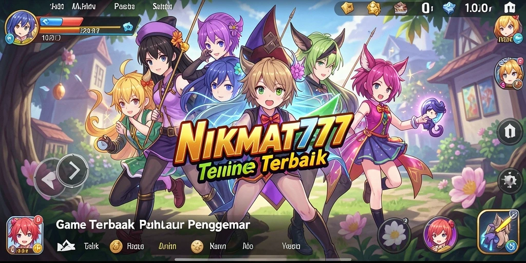 Tampilan gameplay seru dari NIKMAT777, penuh karakter Anime.