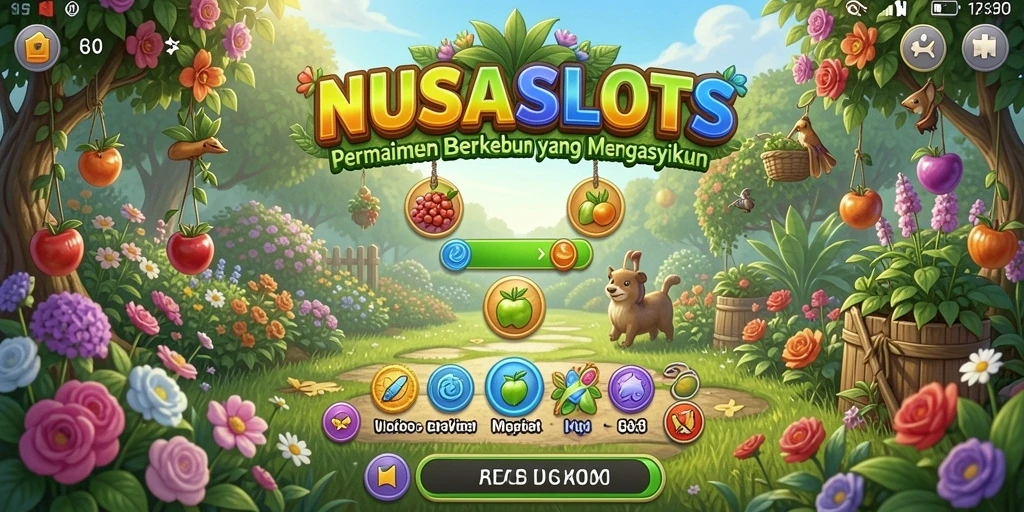 Tampilan screenshot gameplay NUSASLOTS yang menampilkan aktivitas berkebun.