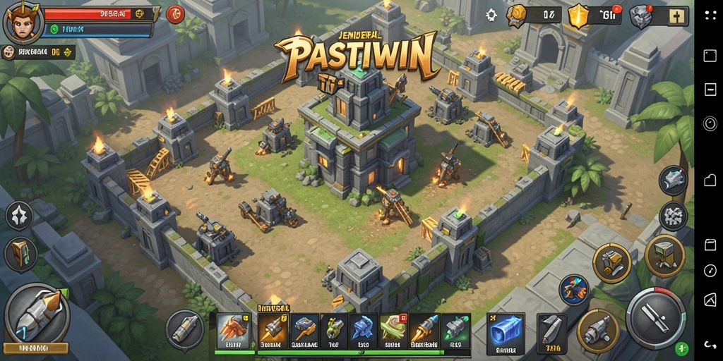 Tangkapan layar gameplay PASTIWIN menampilkan aksi seru Tower Defense.