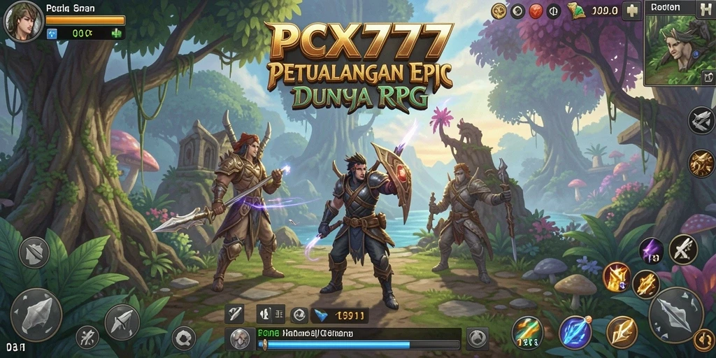 Tampilan screenshot utama PCX777 menampilkan aksi seru dalam petualangan RPG.