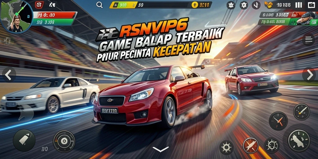 Tampilan gameplay RSNVIP6 menampilkan adrenalin balapan yang mendebarkan.